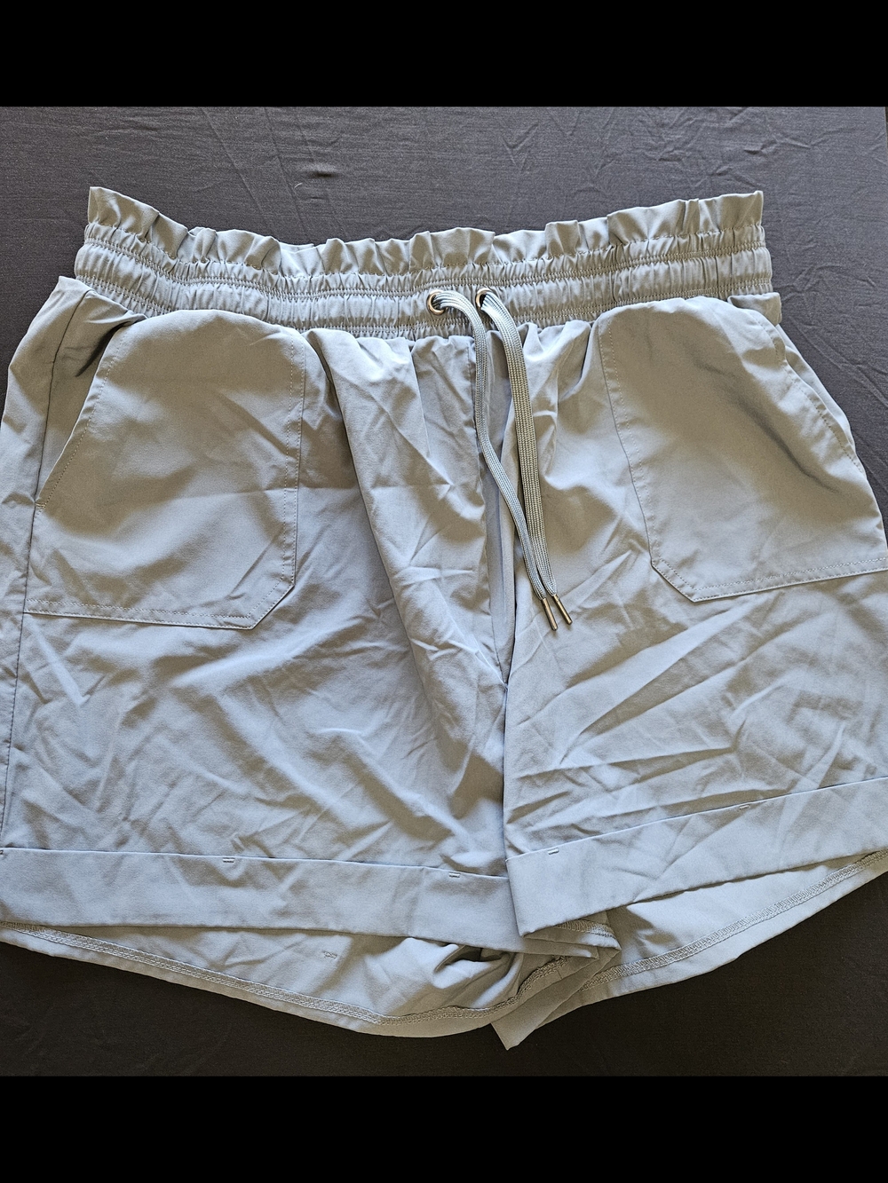 Danskin Light Gray/Blue Elastic-Waist Drawstring Shorts
